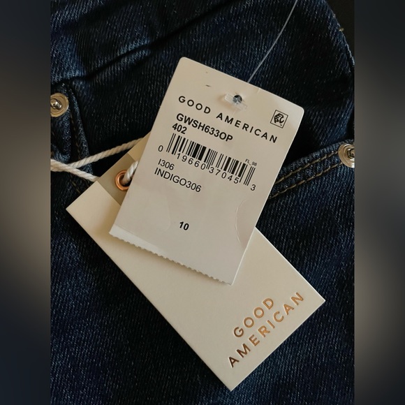 NWT Good American Good Waist Step Hem Skinny Jeans Dark Blue Denim Size 10 - Picture 12 of 13